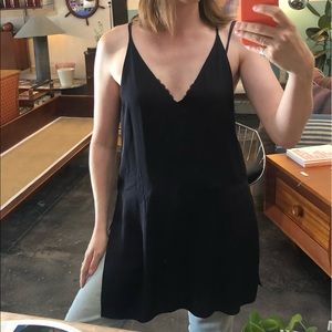 Theory black silk long tank or dress Size L